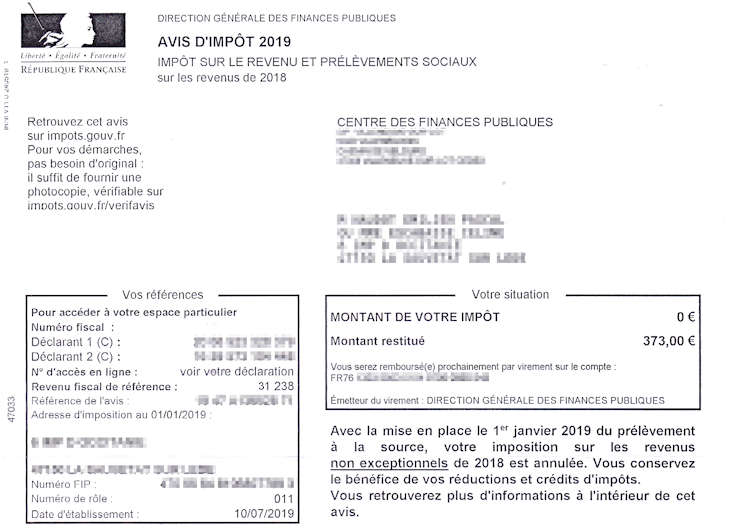 avis d'impot