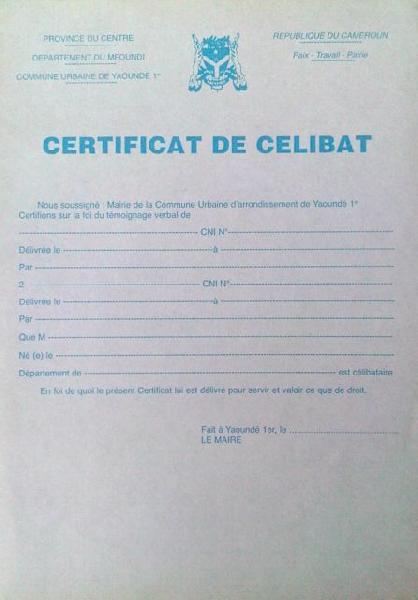 certificat de celibat
