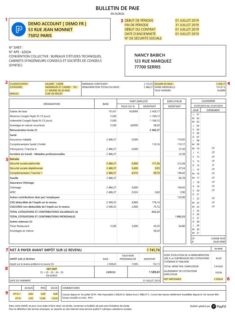fiche de paie