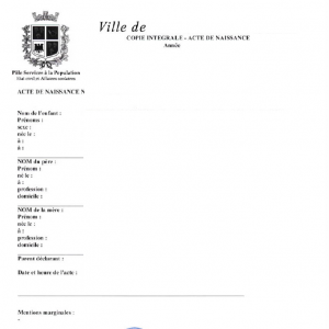 Traduction acte de naissance